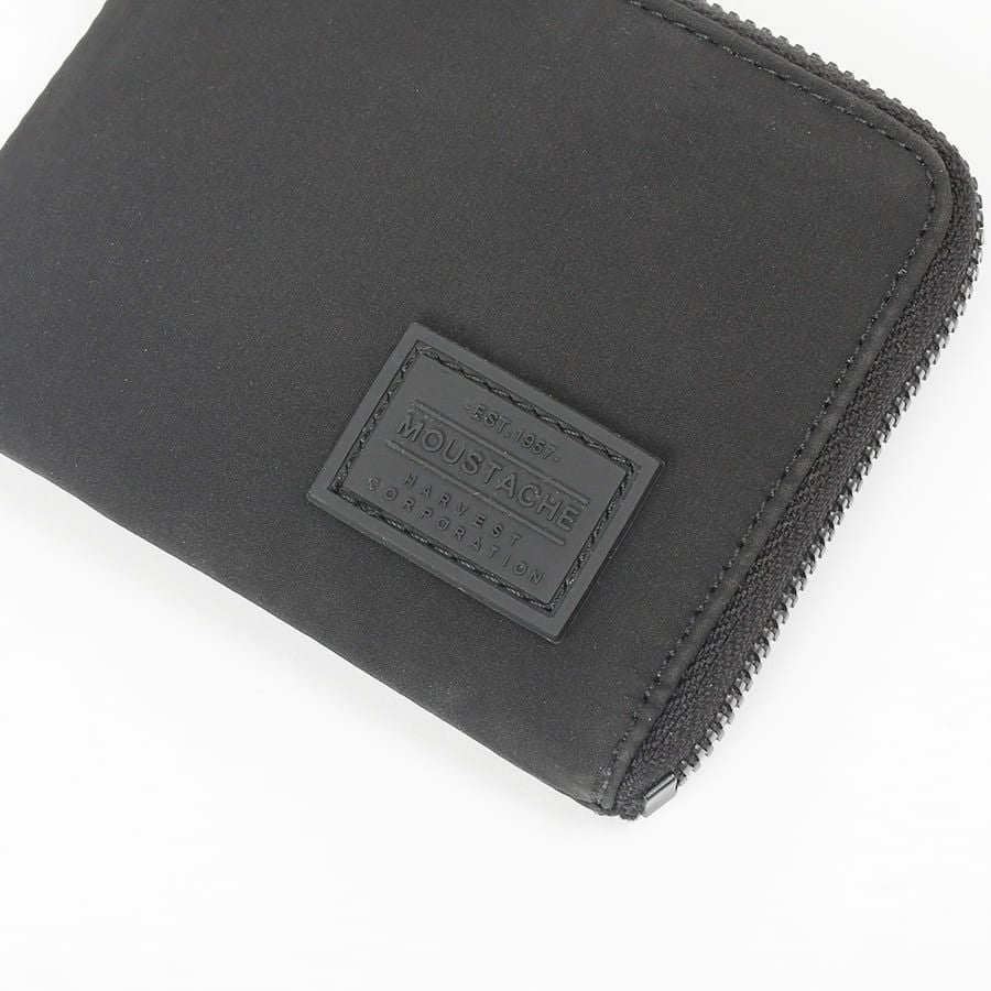 MOUSTACHE カラビナ付きミニ財布 撥水ポリエステル×牛革 KXX-4421