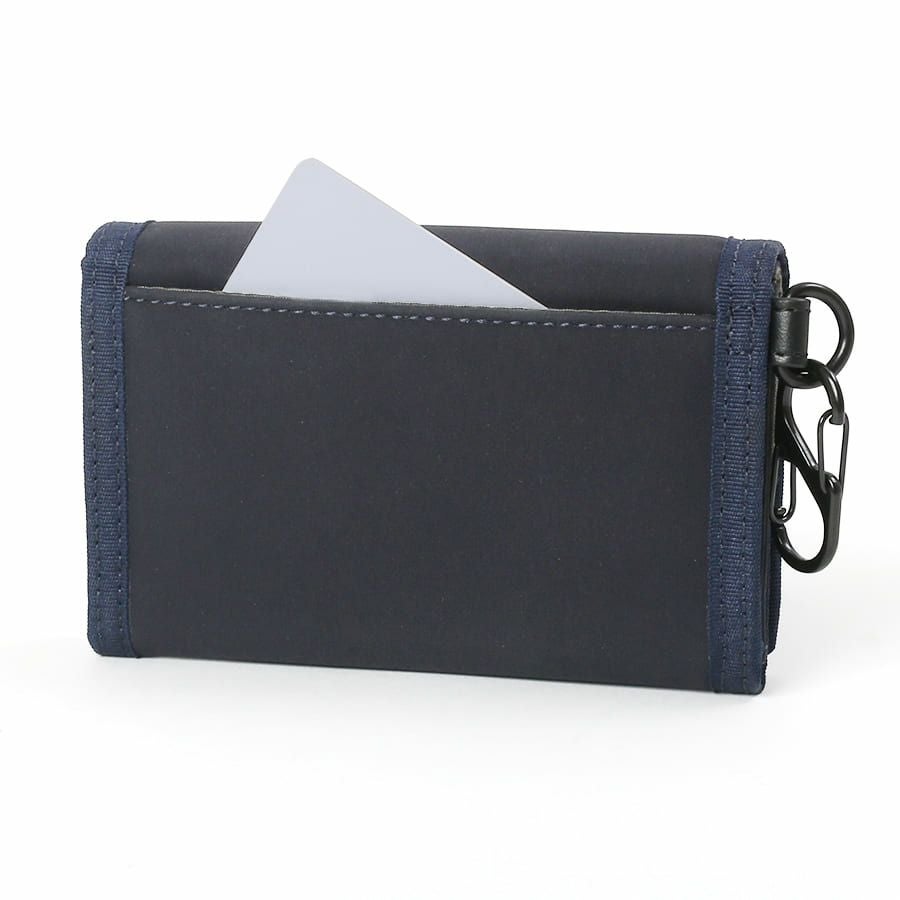 公式】 MOUSTACHE カラビナ付きコンパクト二つ折り財布 撥水