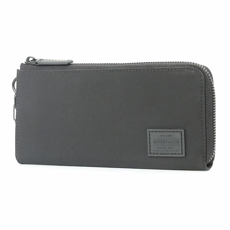MOUSTACHE カラビナ付きL字ファスナー長財布 撥水ポリエステル×牛革 KXX-4423