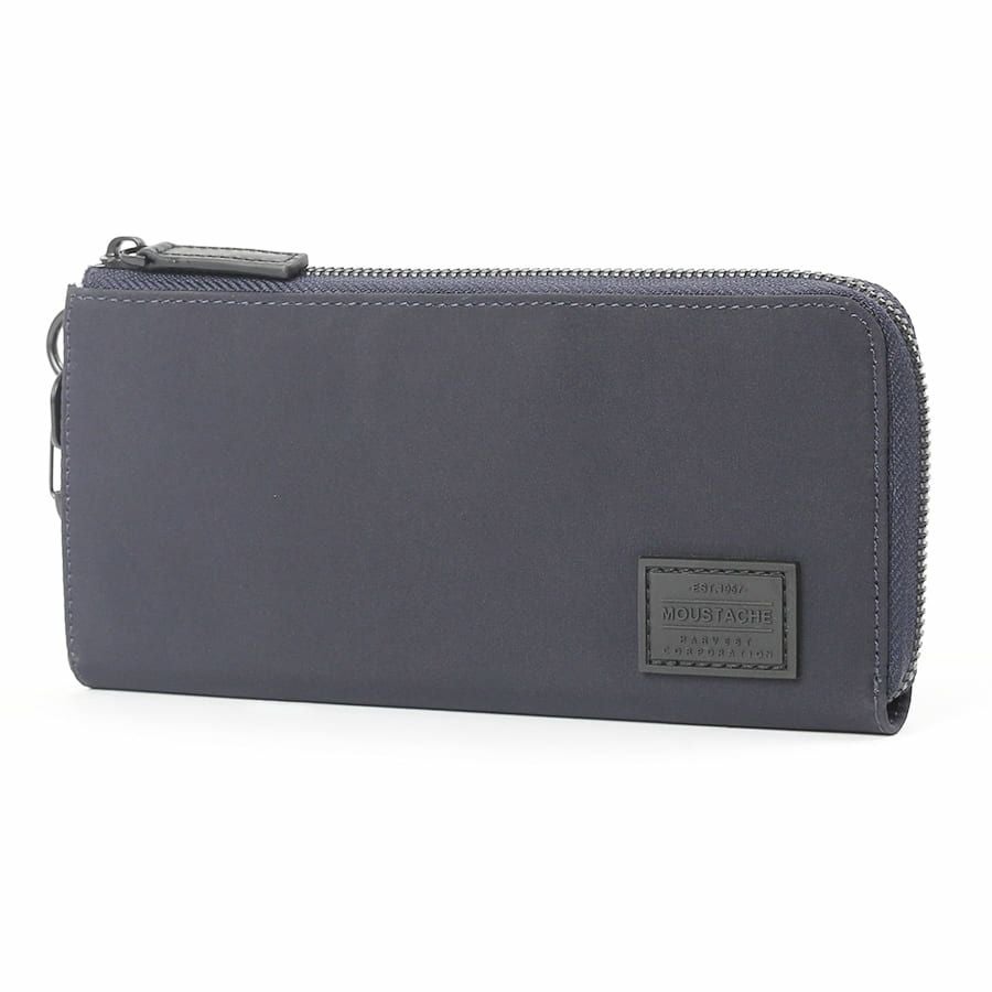 公式】 MOUSTACHE カラビナ付きL字ファスナー長財布 撥水ポリエステル