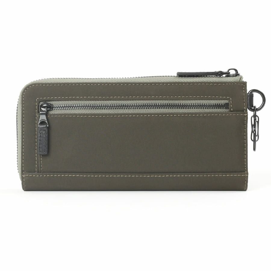 MOUSTACHE カラビナ付きL字ファスナー長財布 撥水ポリエステル×牛革 KXX-4423