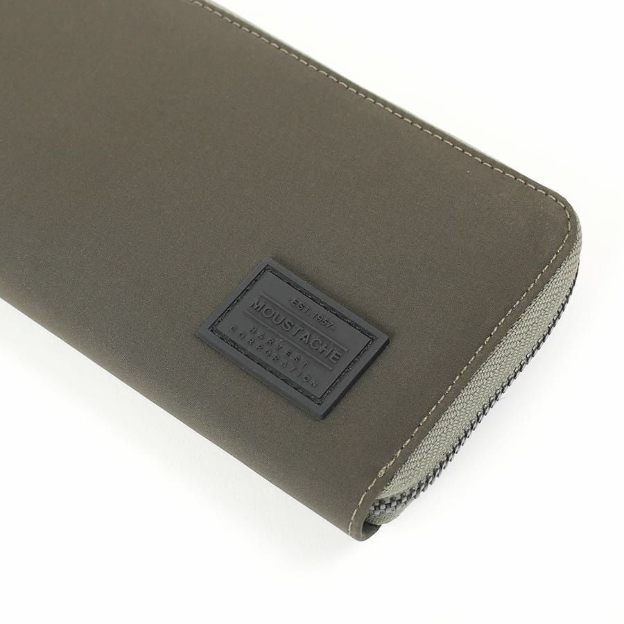 MOUSTACHE カラビナ付きL字ファスナー長財布 撥水ポリエステル×牛革 KXX-4423