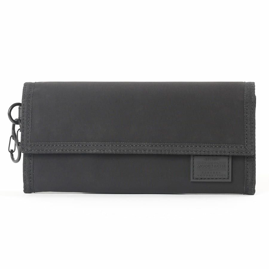 MOUSTACHE カラビナ付き長財布 撥水ポリエステル×牛革 KXX-4424