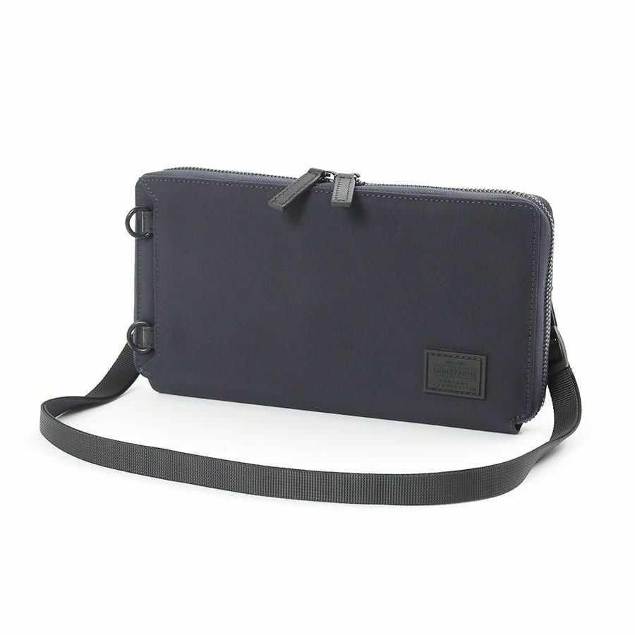 MOUSTACHE ショルダー付きマルチケース 撥水ポリエステル×牛革 KXX-4425