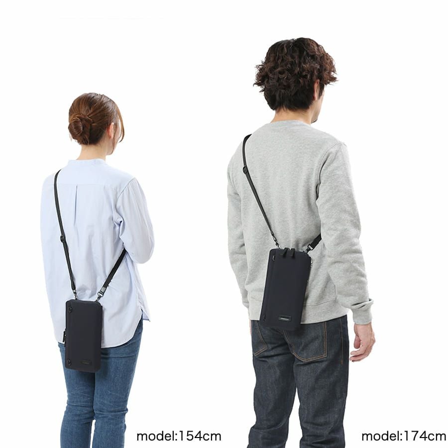 黒いショルダーバッグ 公式】 MOUSTACHE ショルダー付きマルチケース 撥水ポリエステル×牛革