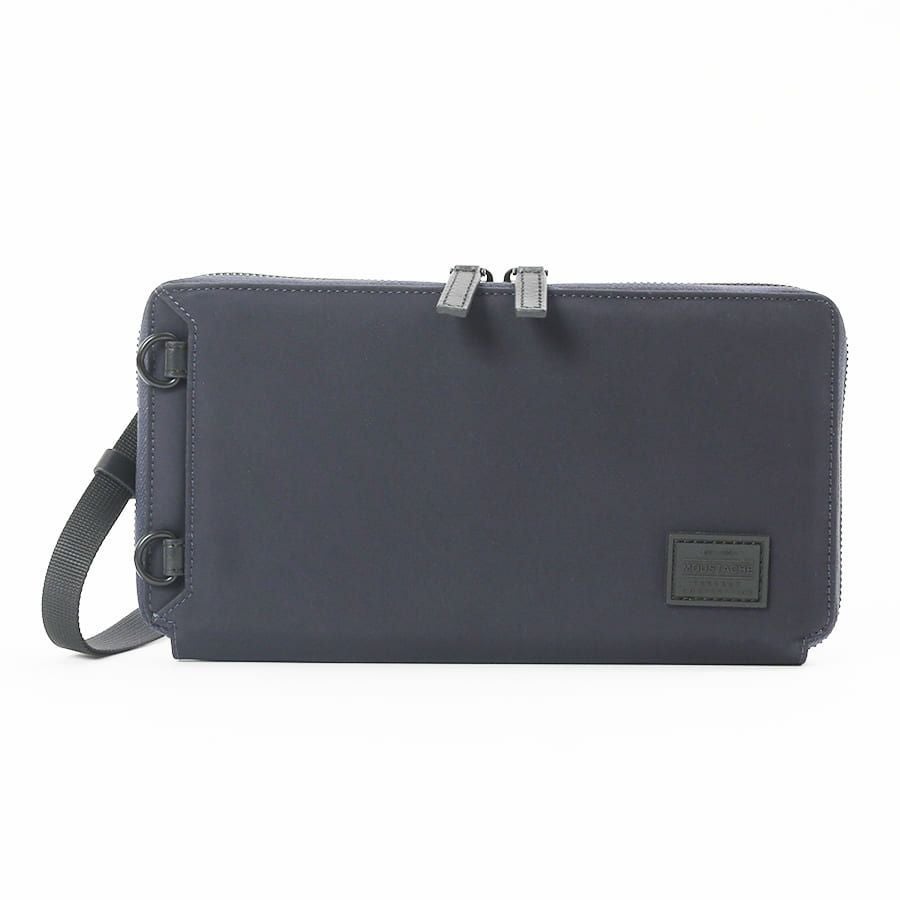 MOUSTACHE ショルダー付きマルチケース 撥水ポリエステル×牛革 KXX-4425