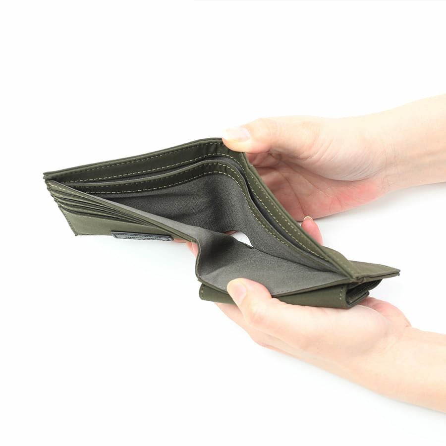 公式】 MOUSTACHE 二つ折り財布 撥水ポリエステル×牛革 KXX-4426