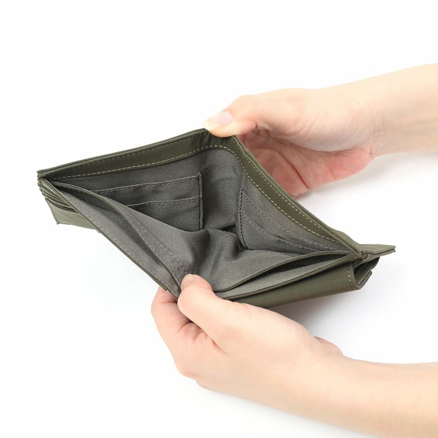 公式】 MOUSTACHE 二つ折り財布 撥水ポリエステル×牛革 KXX-4426