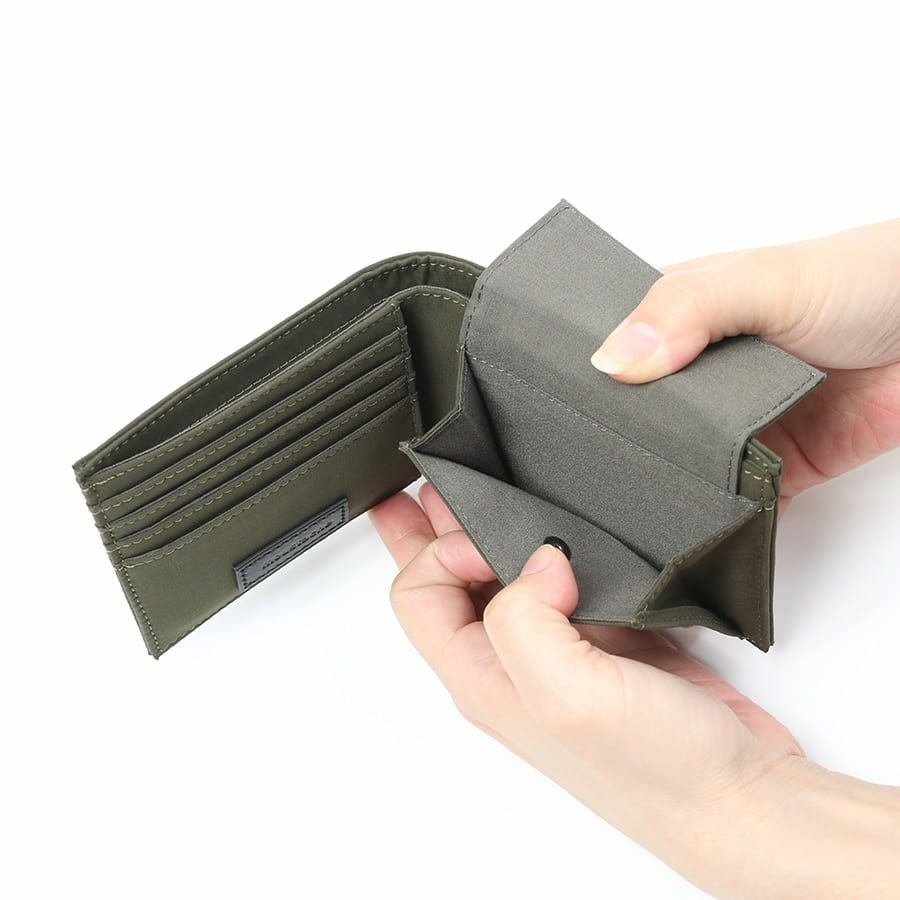 公式】 MOUSTACHE 二つ折り財布 撥水ポリエステル×牛革 KXX-4426