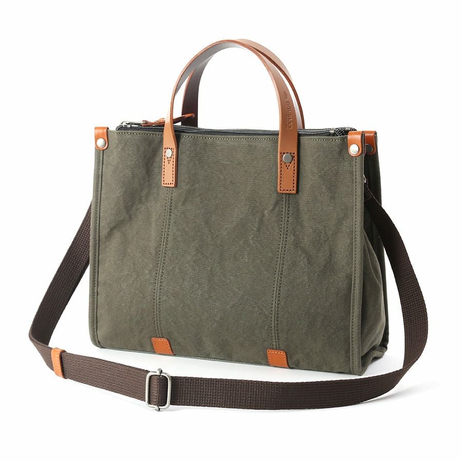 公式】 DOUBLES 2wayトートショルダー 国産帆布10号×牛革 BQZ-7438