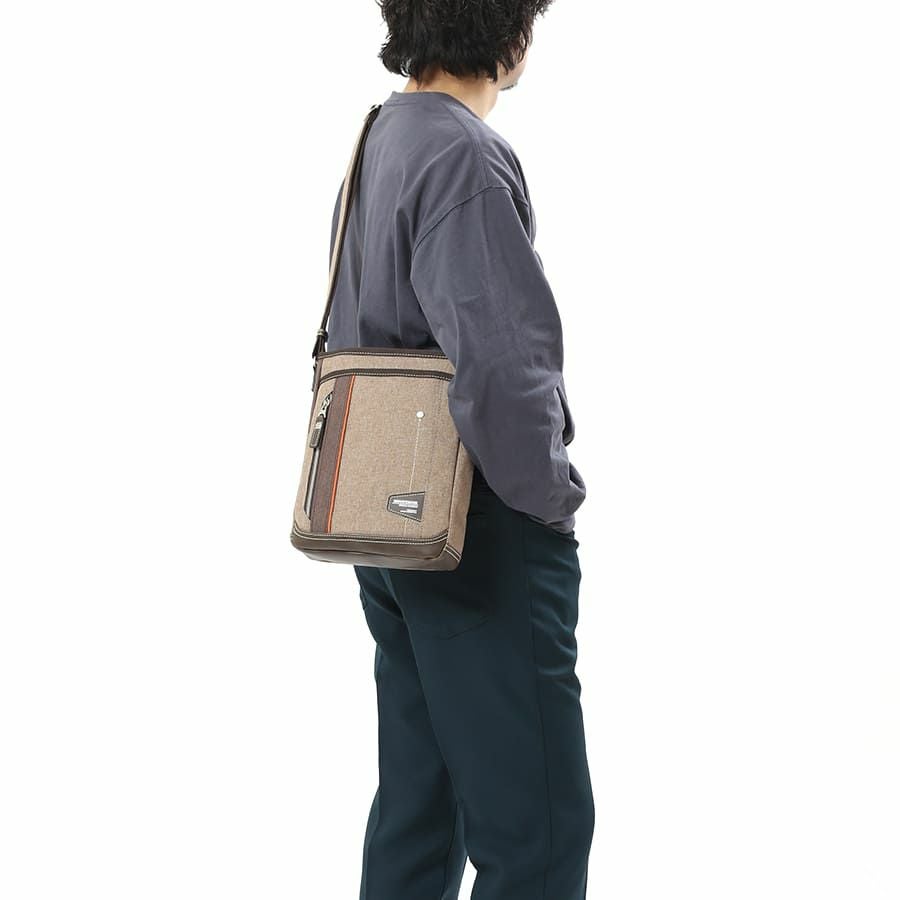 MOUSTACHE ショルダーバッグ 杢調ポリ×白化合皮 JLG-4664