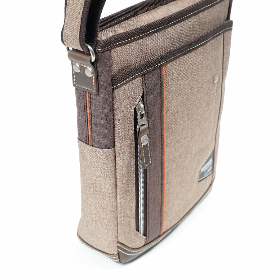 MOUSTACHE ショルダーバッグ 杢調ポリ×白化合皮 JLG-4664