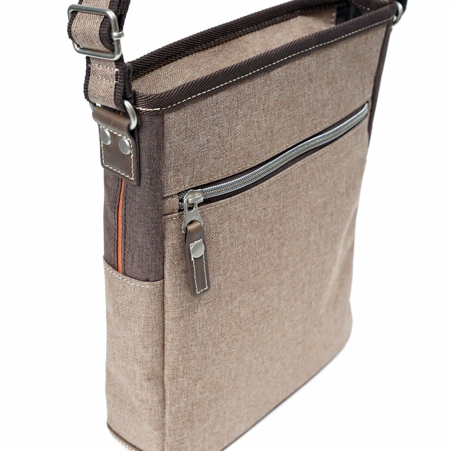 MOUSTACHE ショルダーバッグ 杢調ポリ×白化合皮 JLG-4664