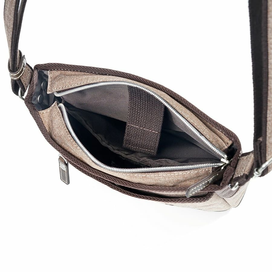 MOUSTACHE ショルダーバッグ 杢調ポリ×白化合皮 JLG-4664