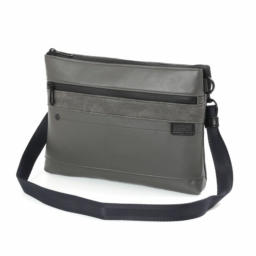 公式】 MOUSTACHE サコッシュ スムース合皮×シボ合皮×イタリアン牛革