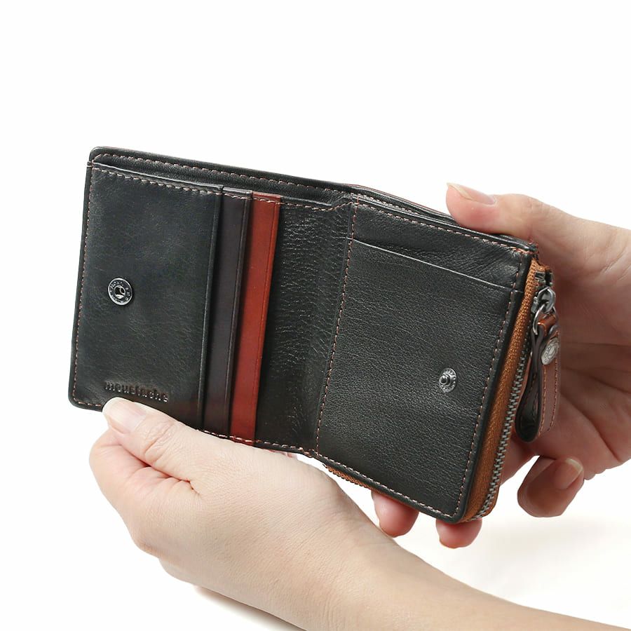 MOUSTACHE 二つ折り財布 プルアップ牛革×牛革 DDP-0422