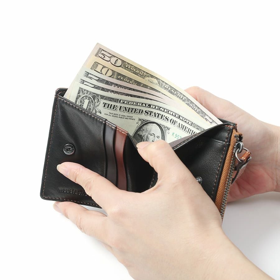 MOUSTACHE 二つ折り財布 プルアップ牛革×牛革 DDP-0422