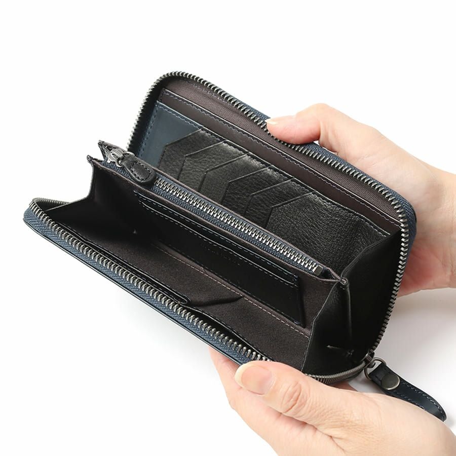 MOUSTACHE ラウンド長財布 プルアップ牛革×牛革 DDP-0425