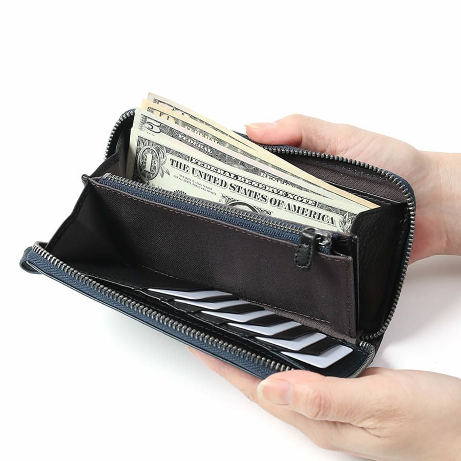 公式】 MOUSTACHE ラウンド長財布 プルアップ牛革×牛革 DDP-0425