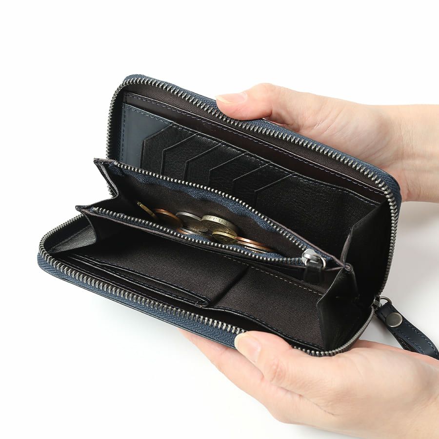 MOUSTACHE ラウンド長財布 プルアップ牛革×牛革 DDP-0425