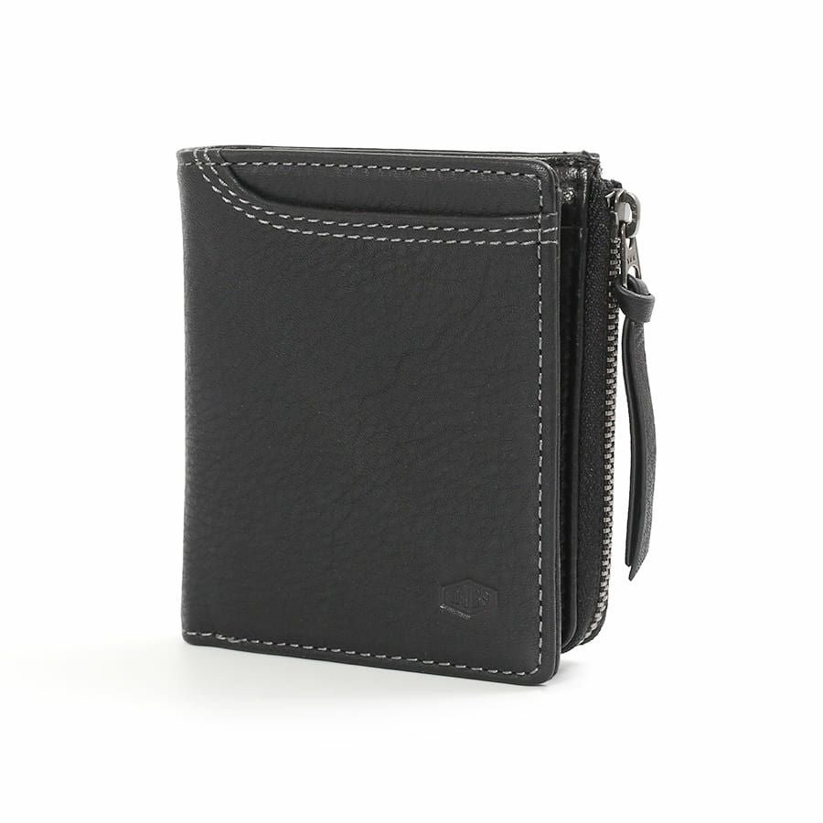 公式】 DOUBLES 二つ折り財布 一毛牛手塗り加工×牛革 DTS-1420