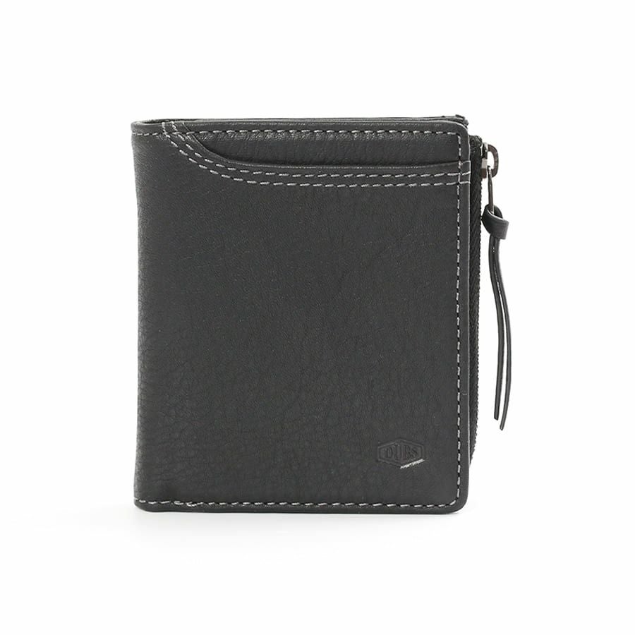 DOUBLES 二つ折り財布 一毛牛手塗り加工×牛革 DTS-1420