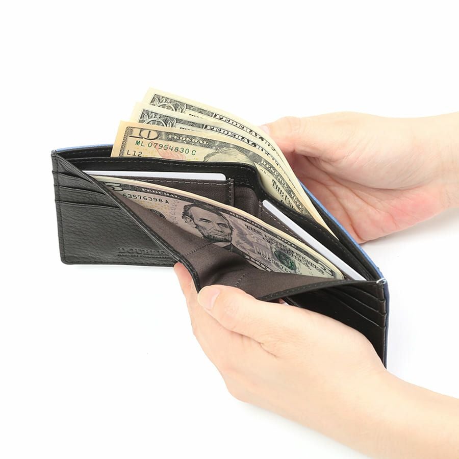 公式】 DOUBLES 二つ折り財布 一毛牛手塗り加工×牛革 DTS-1421