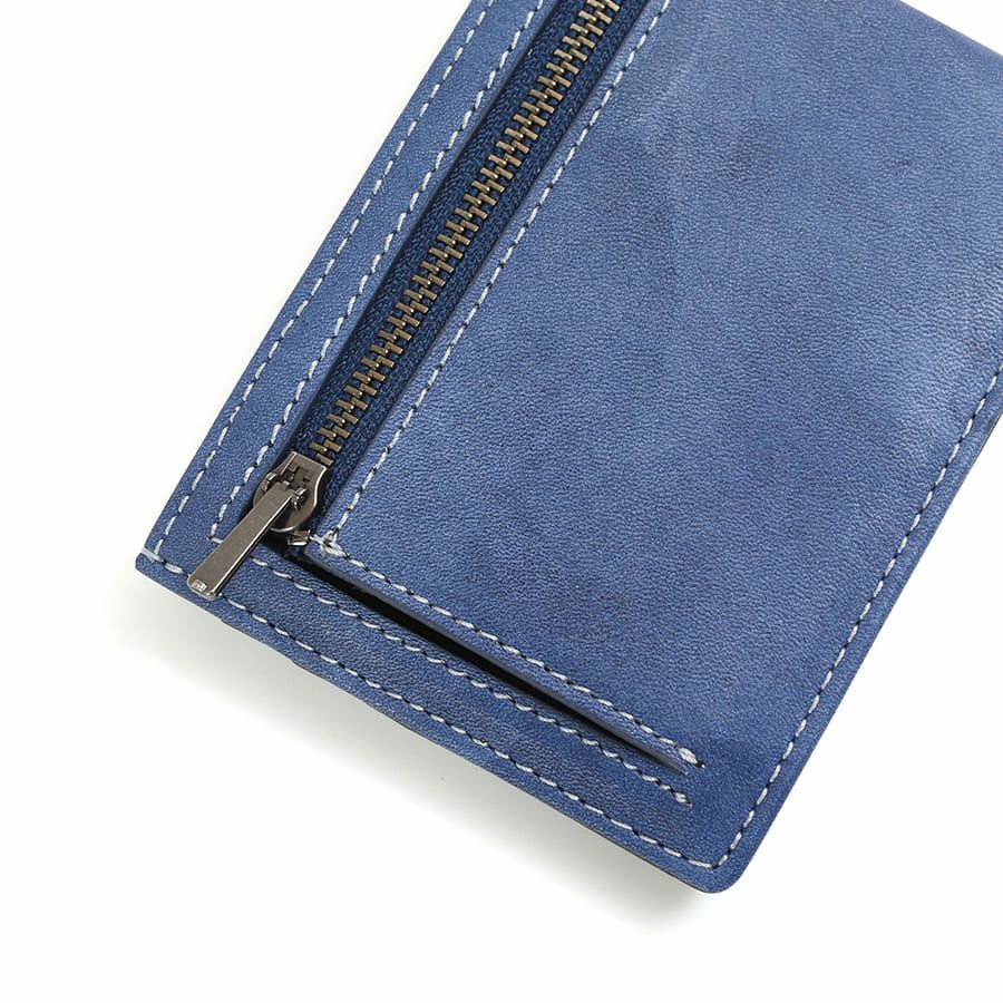 DOUBLES 二つ折り財布 一毛牛手塗り加工×牛革 DTS-1421