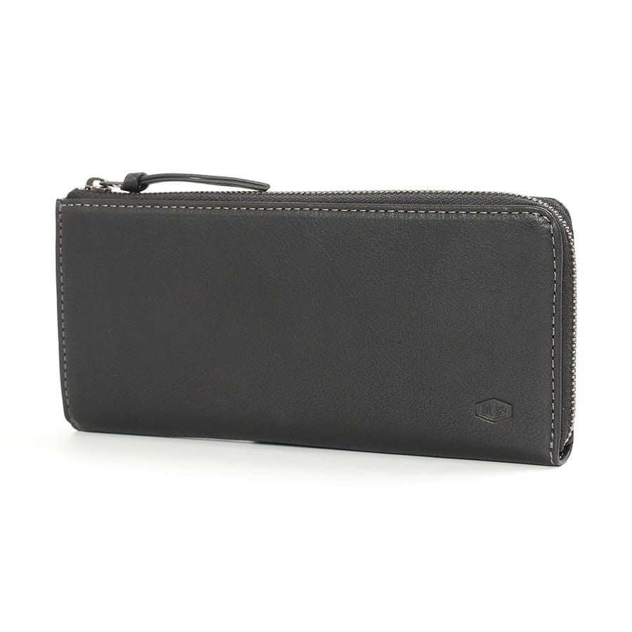 DOUBLES L字ファスナー長財布 一毛牛手塗り加工×牛革 DTS-1423