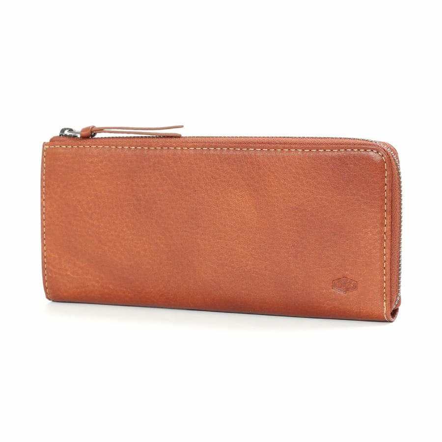 DOUBLES L字ファスナー長財布 一毛牛手塗り加工×牛革 DTS-1423