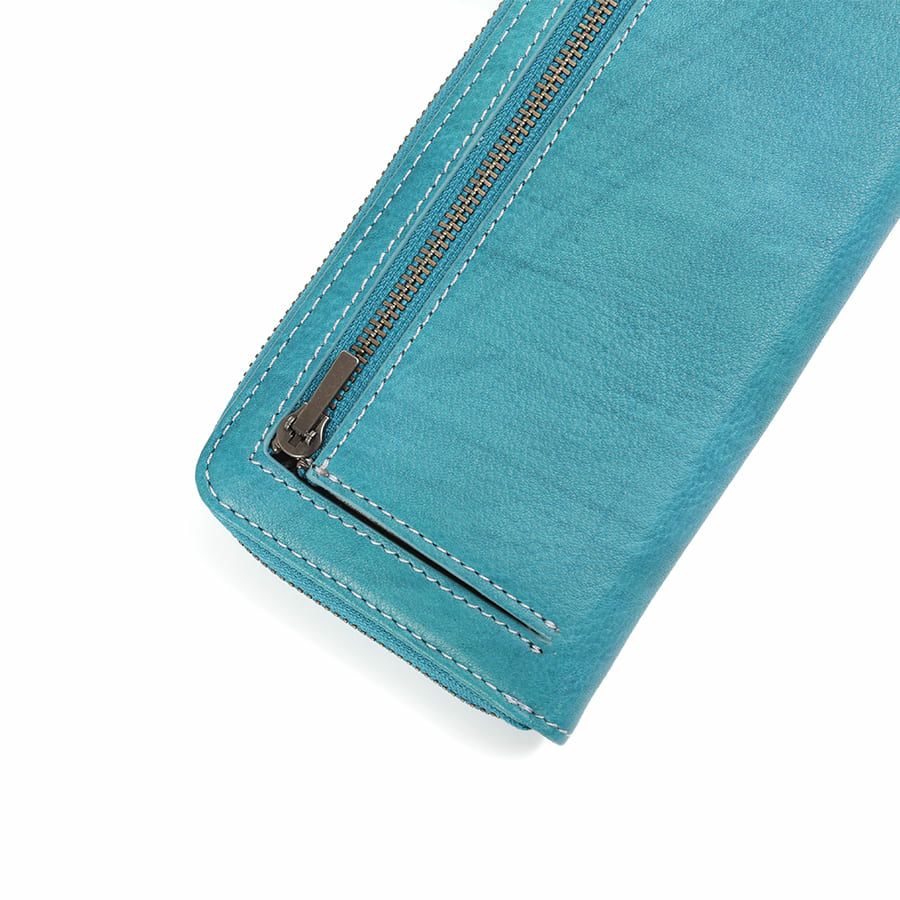 DOUBLES L字ファスナー長財布 一毛牛手塗り加工×牛革 DTS-1423