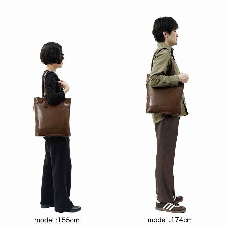 DOUBLES 薄マチ縦型トートバッグ ボンデッドレザーファイバ KGH-1082