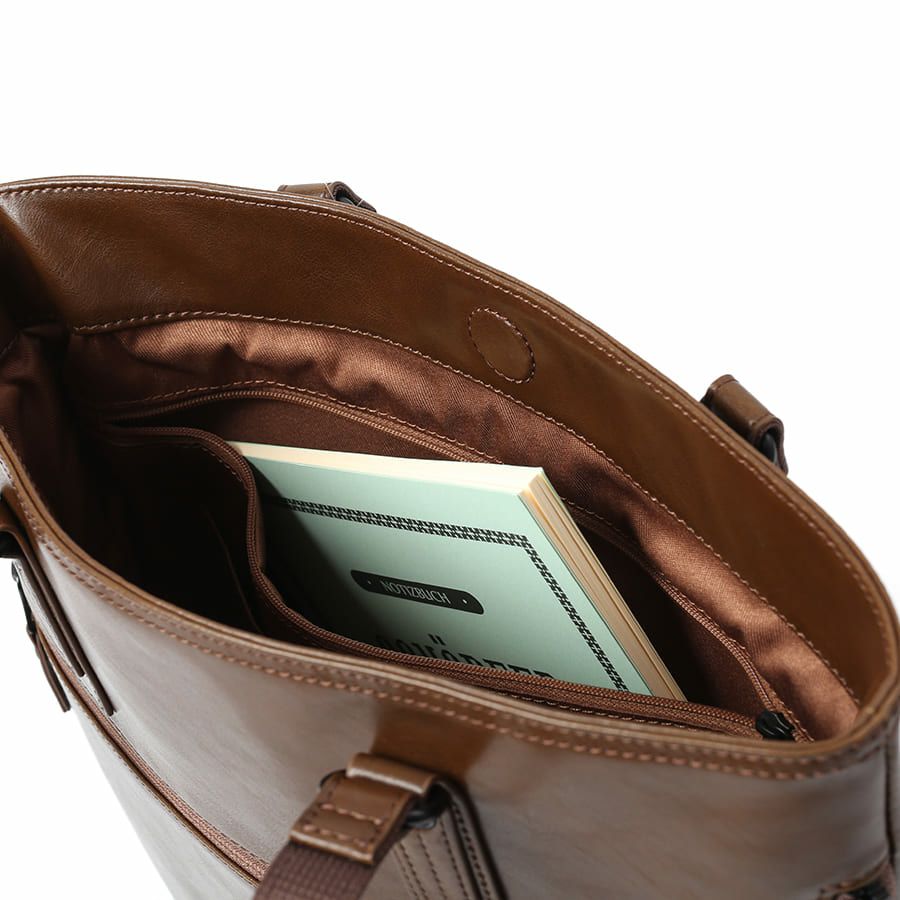 DOUBLES 薄マチ縦型トートバッグ ボンデッドレザーファイバ KGH-1082