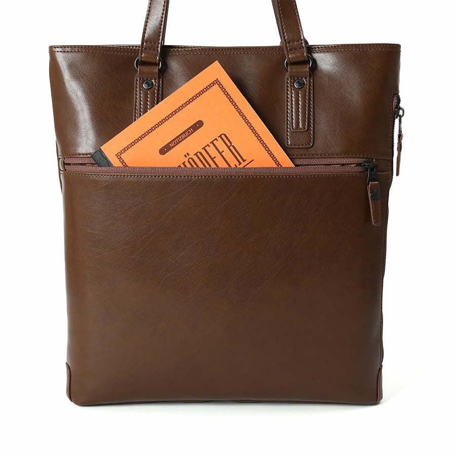 DOUBLES 薄マチ縦型トートバッグ ボンデッドレザーファイバ KGH-1082