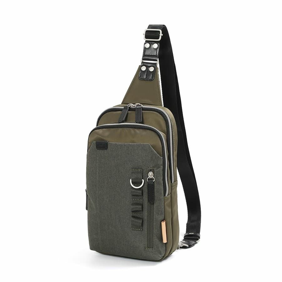 MOUSTACHE ボディバッグ 高密ポリエステル×杢調ポリエステル×牛革 BET-0341