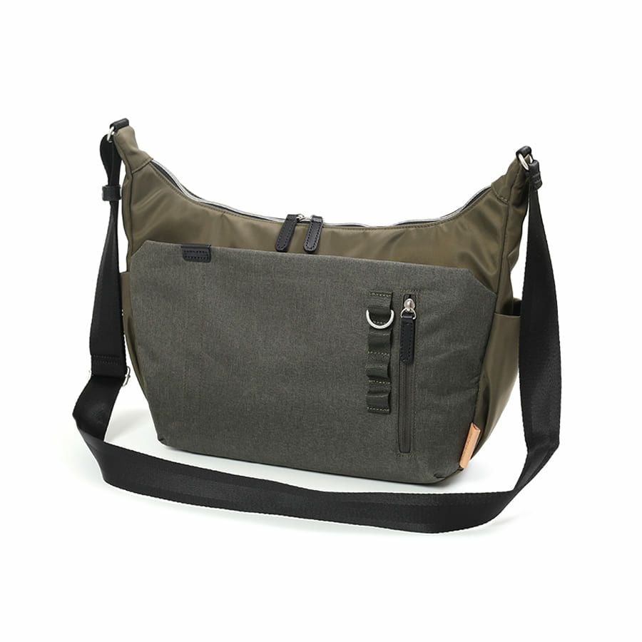 MOUSTACHE ショルダーバッグ 高密ポリエステル×杢調ポリエステル×牛革 BET-0342