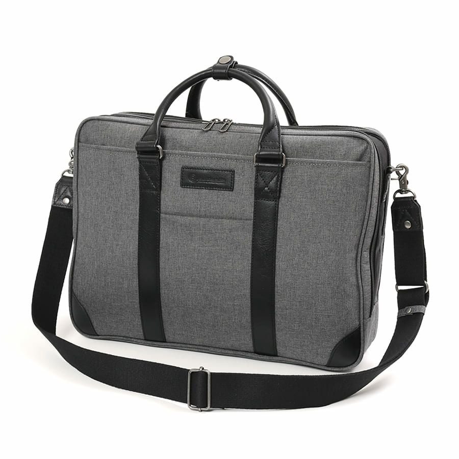 moustache on time 2層ブリーフケース 杢調ポリエステル×牛革 JWT-2830