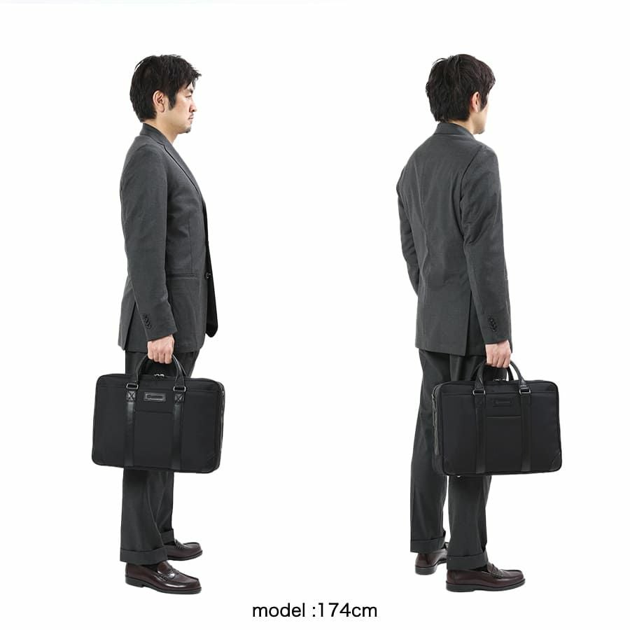moustache on time 2層ブリーフケース 杢調ポリエステル×牛革 JWT-2830