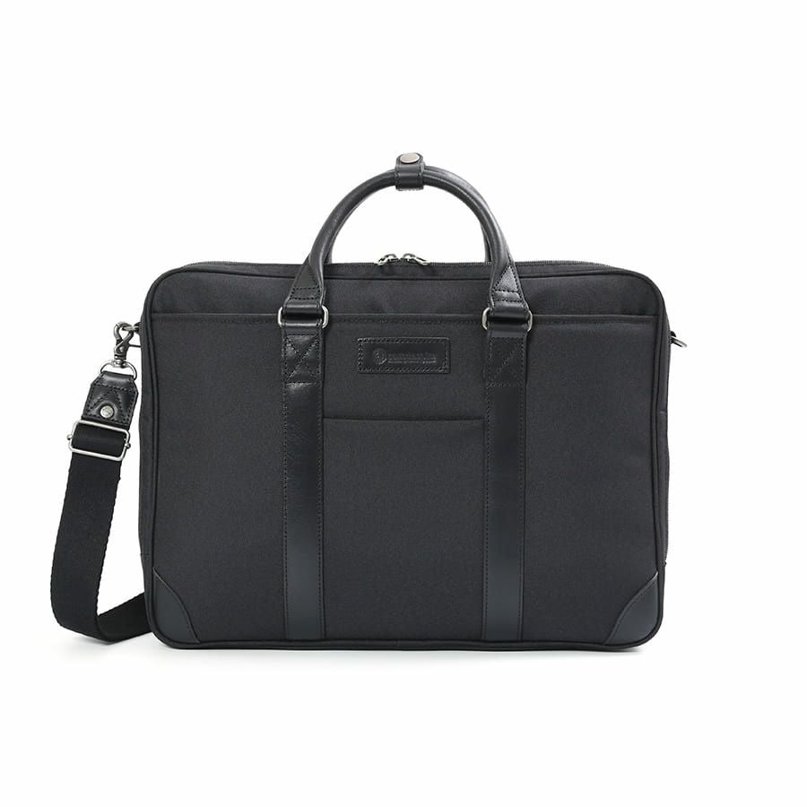 moustache on time 2層ブリーフケース 杢調ポリエステル×牛革 JWT-2830