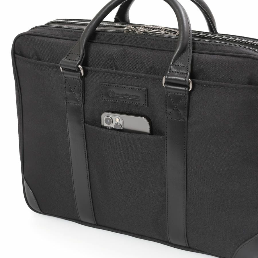 moustache on time 2層ブリーフケース 杢調ポリエステル×牛革 JWT-2830