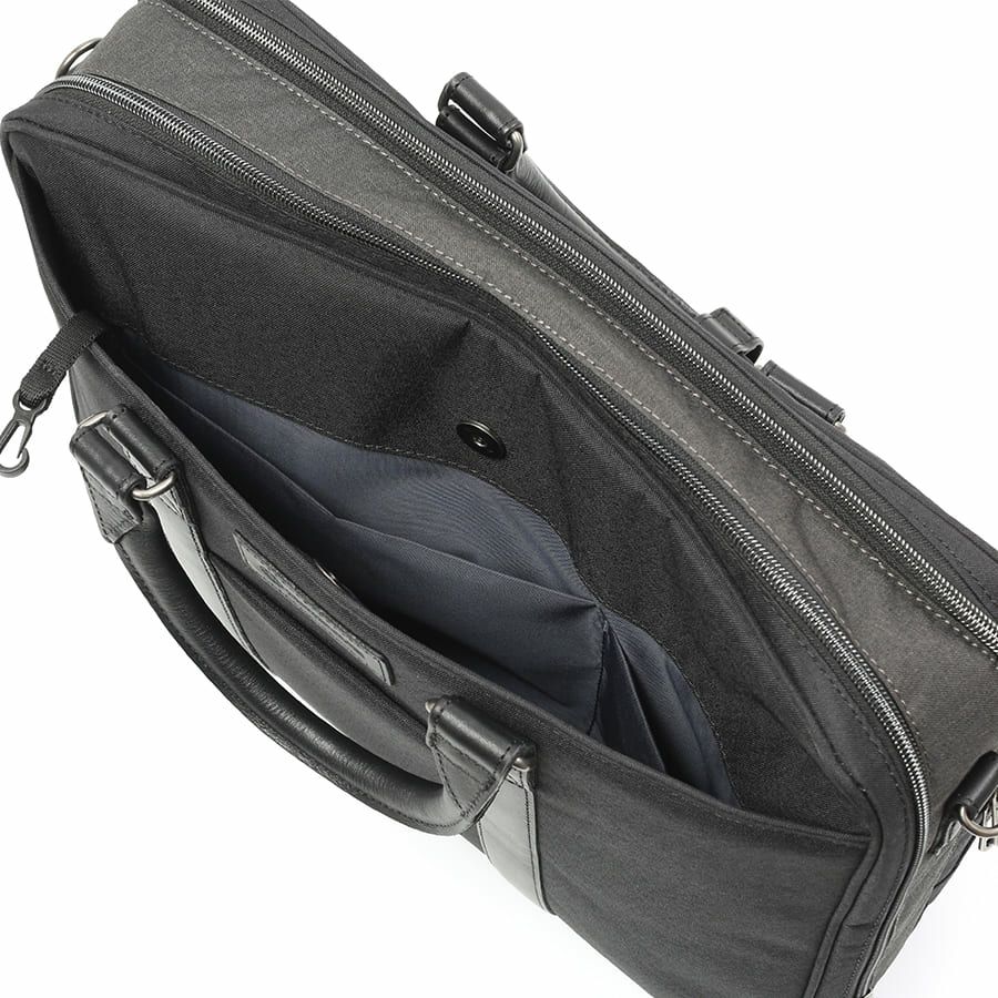 moustache on time 2層ブリーフケース 杢調ポリエステル×牛革 JWT-2830