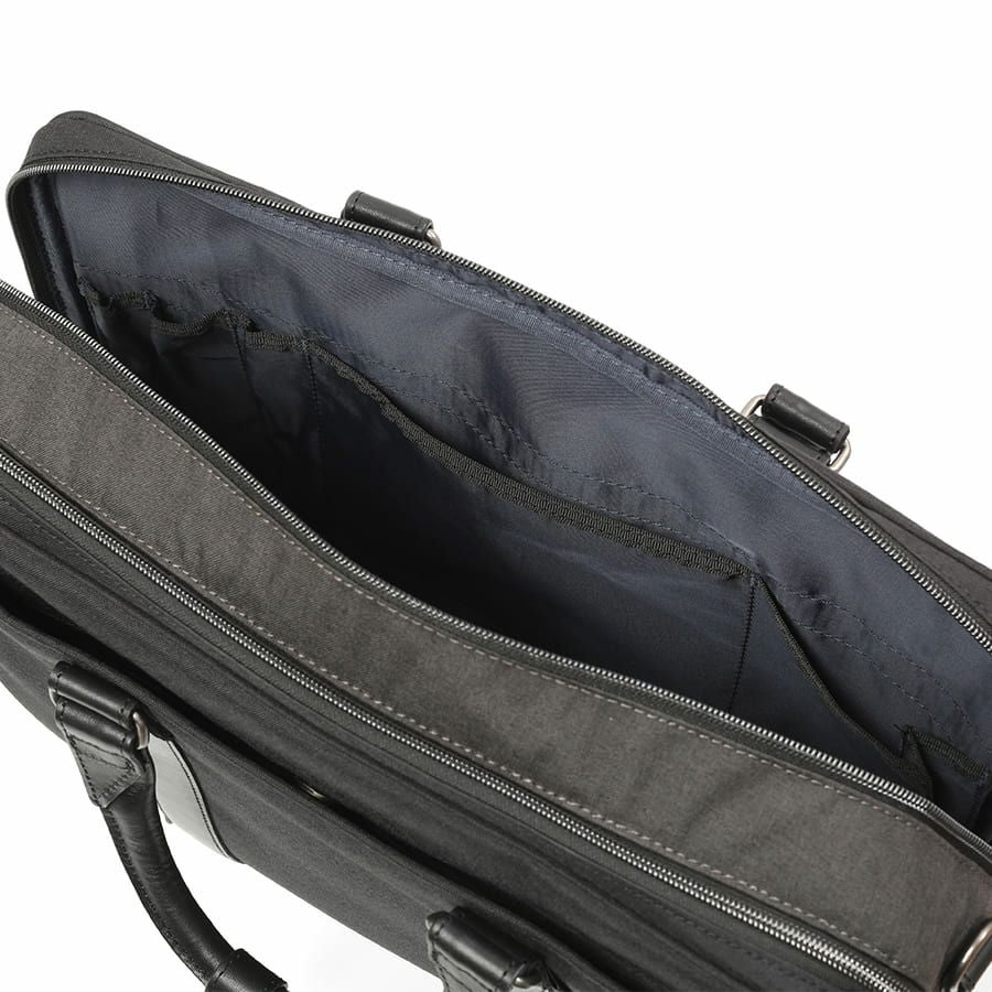 moustache on time 2層ブリーフケース 杢調ポリエステル×牛革 JWT-2830