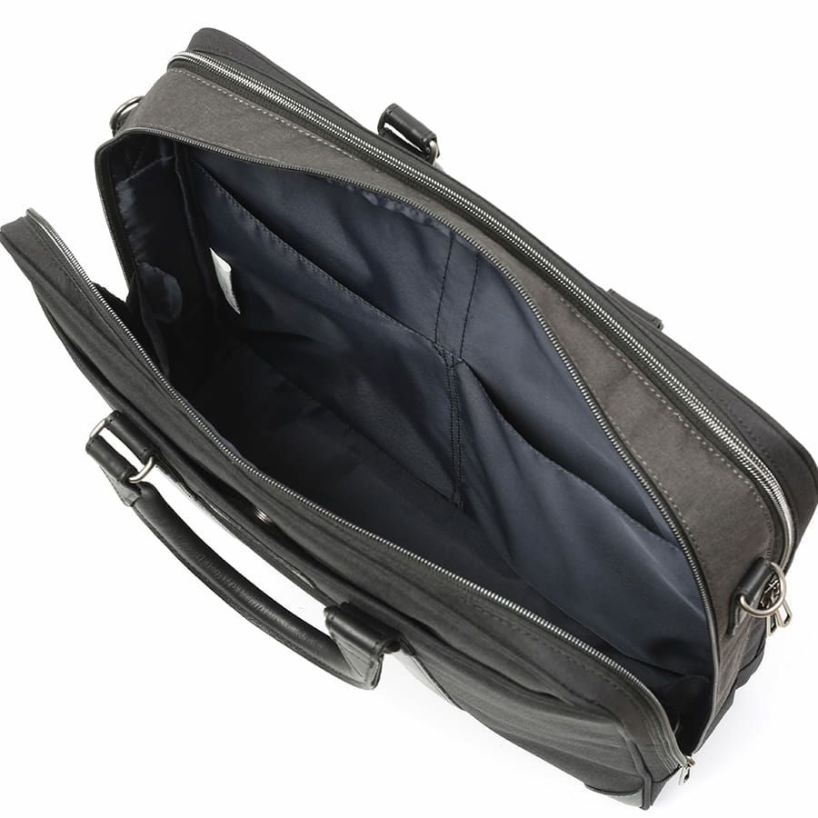 moustache on time 2層ブリーフケース 杢調ポリエステル×牛革 JWT-2830