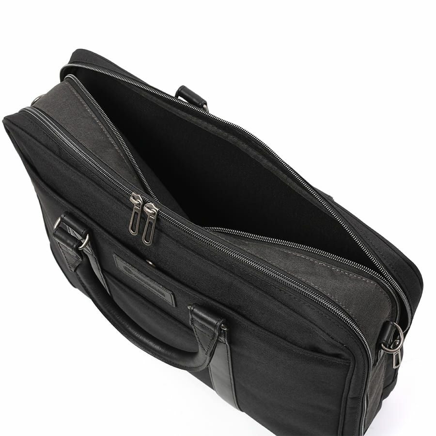 moustache on time 2層ブリーフケース 杢調ポリエステル×牛革 JWT-2830