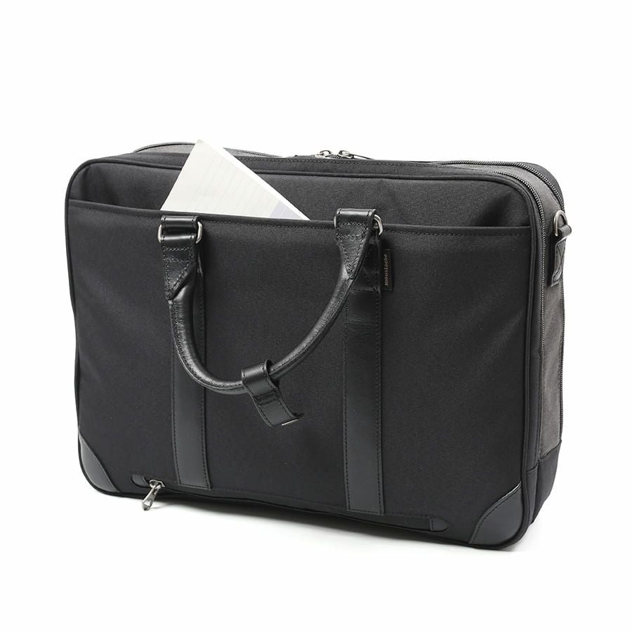 moustache on time 2層ブリーフケース 杢調ポリエステル×牛革 JWT-2830