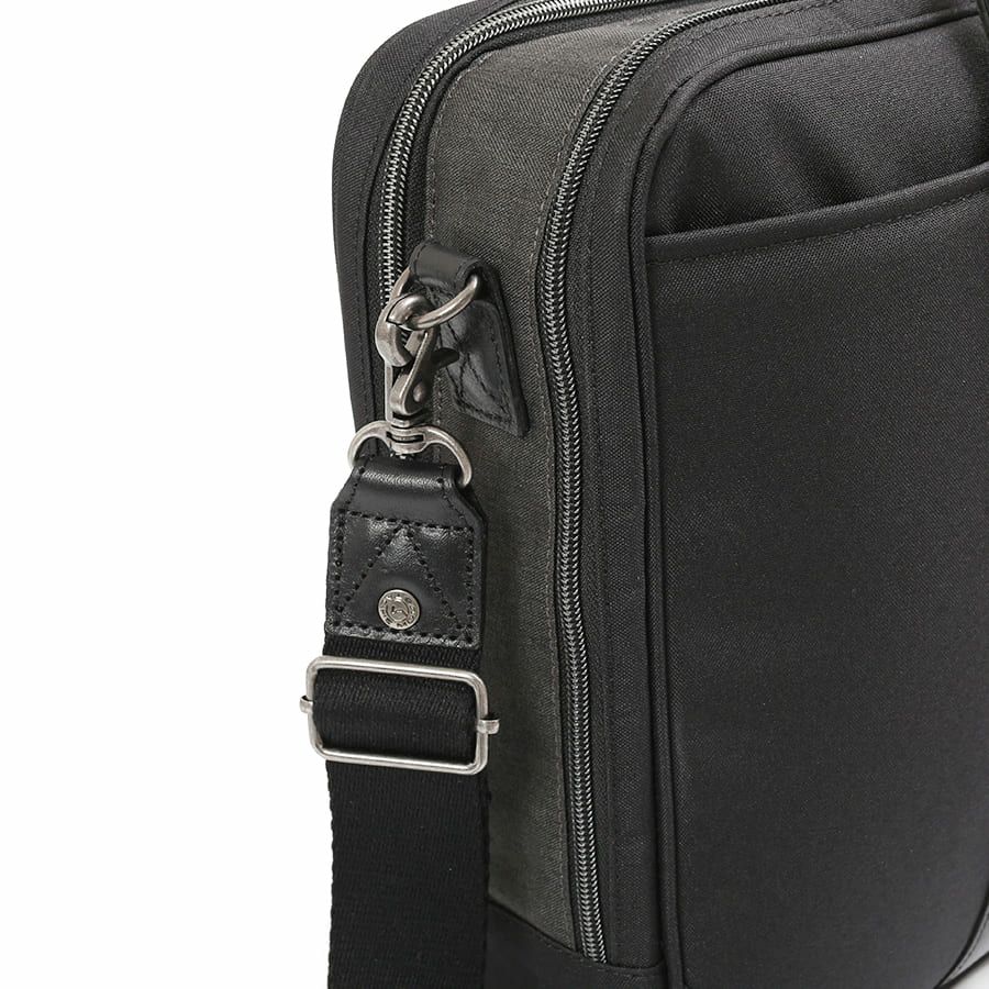 moustache on time 2層ブリーフケース 杢調ポリエステル×牛革 JWT-2830