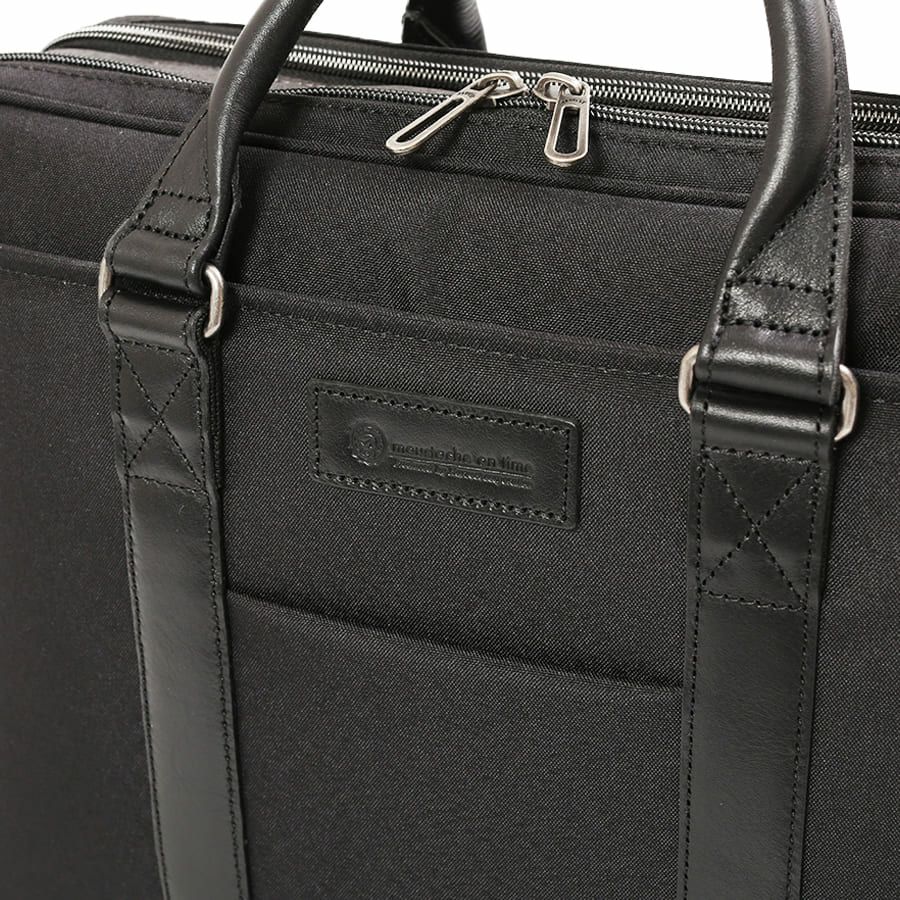 moustache on time 2層ブリーフケース 杢調ポリエステル×牛革 JWT-2830