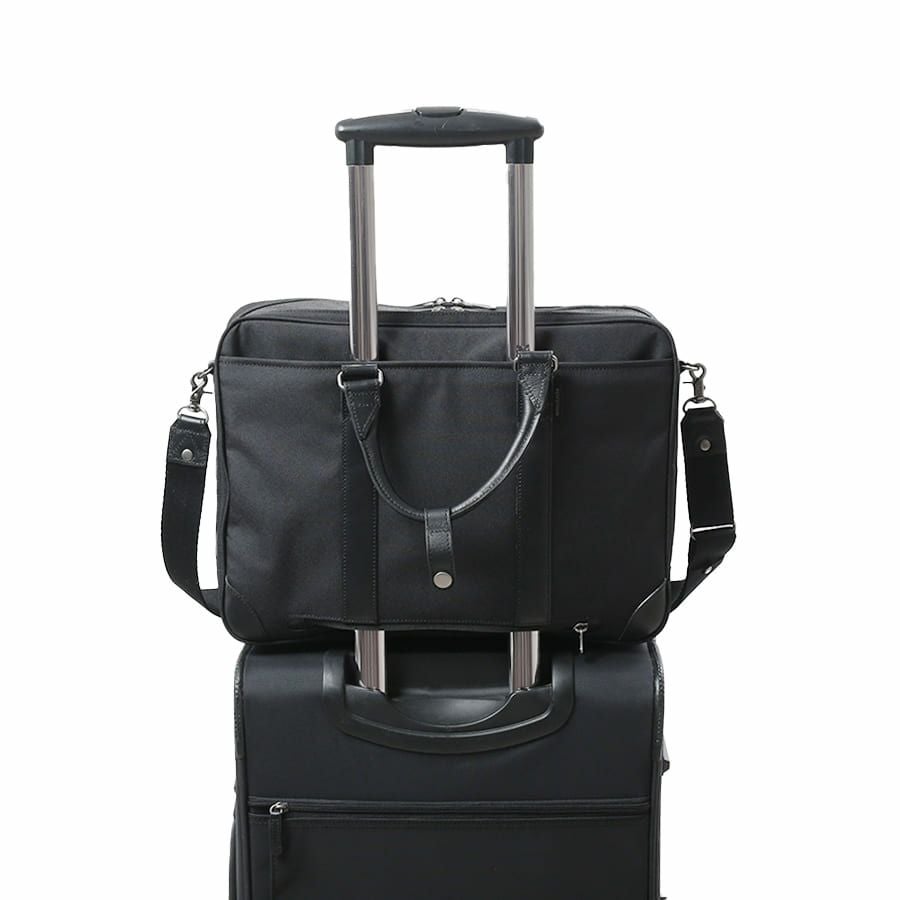 moustache on time 2層ブリーフケース 杢調ポリエステル×牛革 JWT-2830