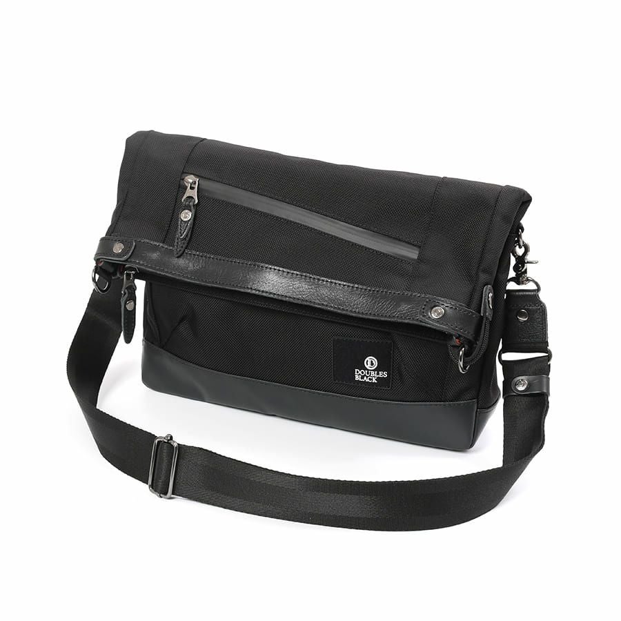 公式】 DOUBLES BLACK 口折れショルダーバッグ バリスティックナイロン