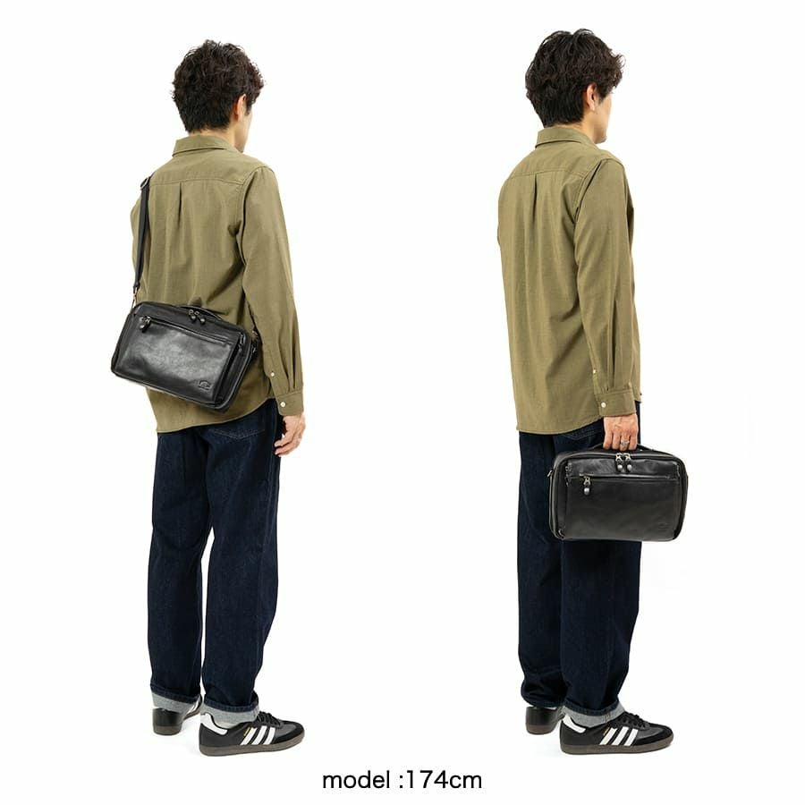 公式】 DOUBLES 2WAYクラッチショルダーバッグ 牛革×ポリエステル KWW